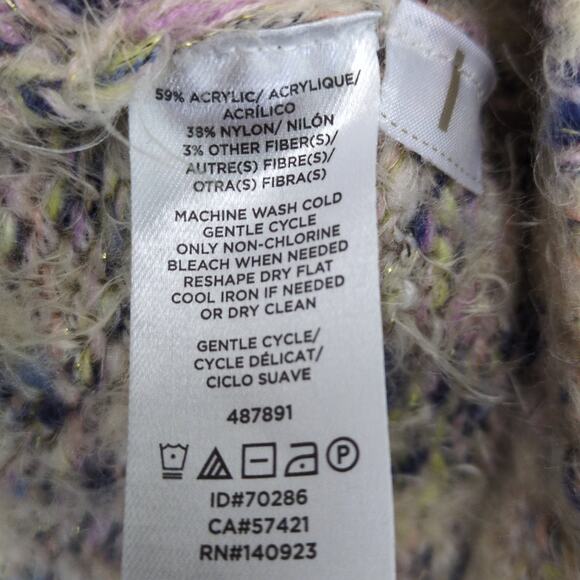 Lou & Grey Women's XS Oversized Fuzzy Sweater, Pink Multicolor Cozy Coquette - Picture 6 of 6